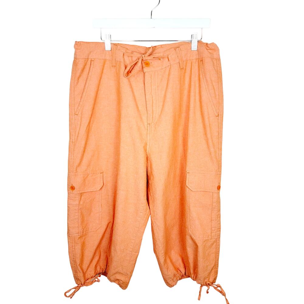LINEA UOMO Men's 100% Cotton Tangerine Crop Utility Cargo Pants - Size 38 XXL